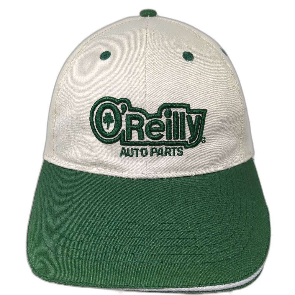O'Reilly Baseball Cap White Green One Size Sandwich Bill Strapback Logo Hat